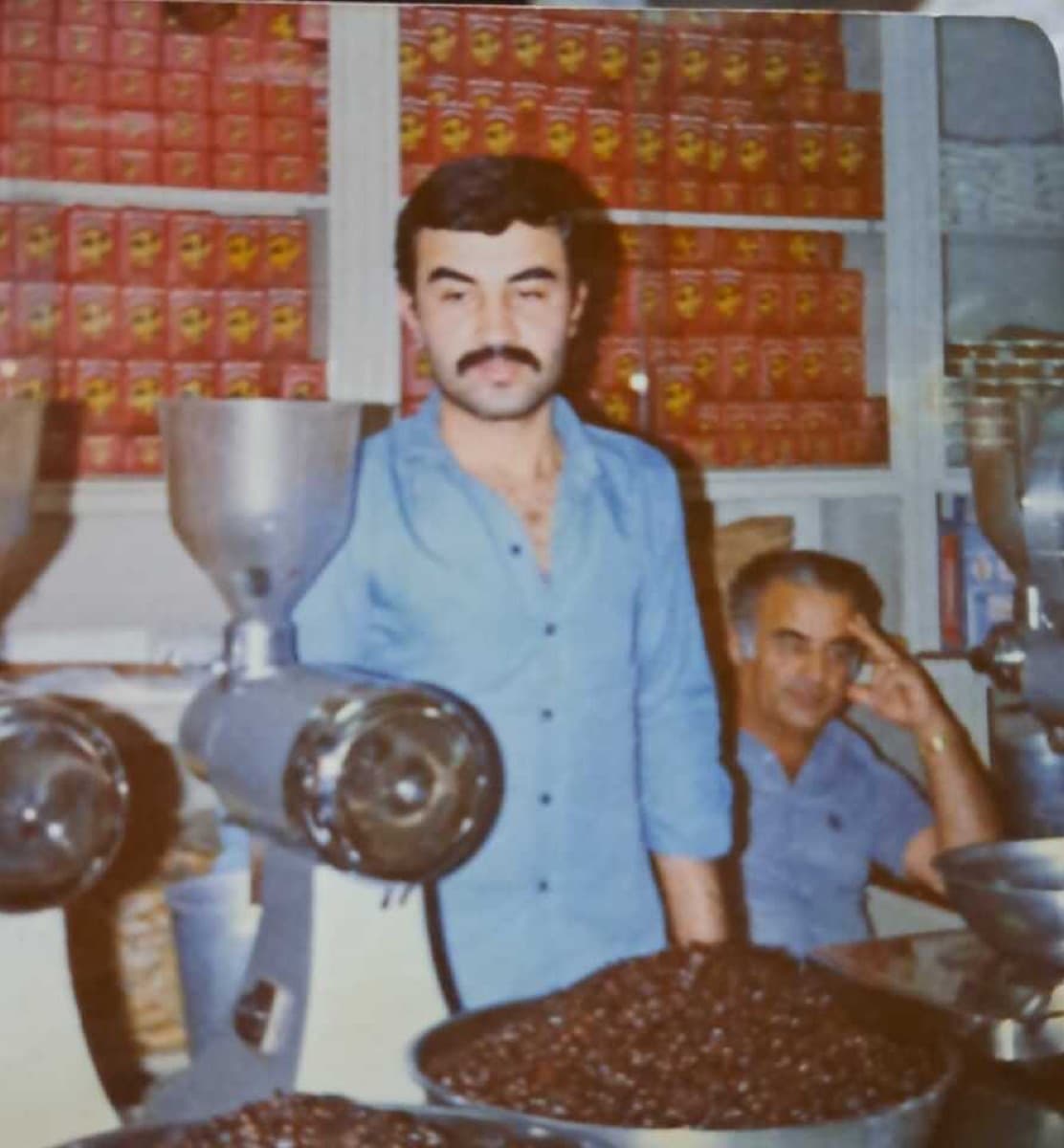 Our father roasting coffee in Lebanon